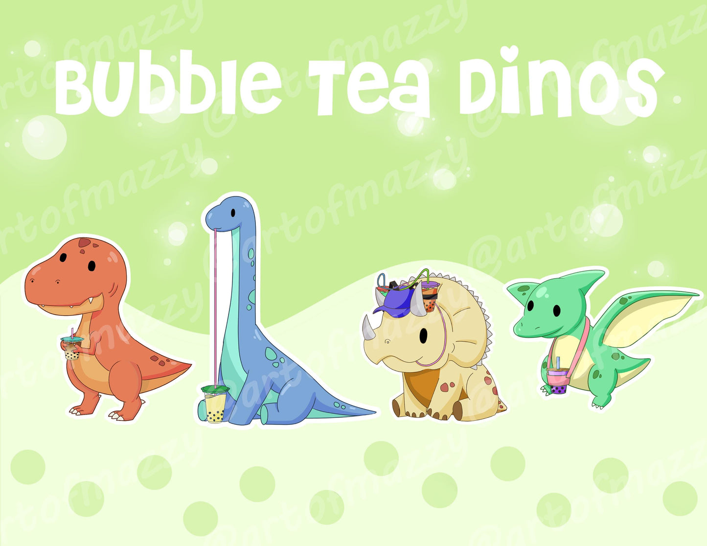 Boba Dino Acrylic Keychains