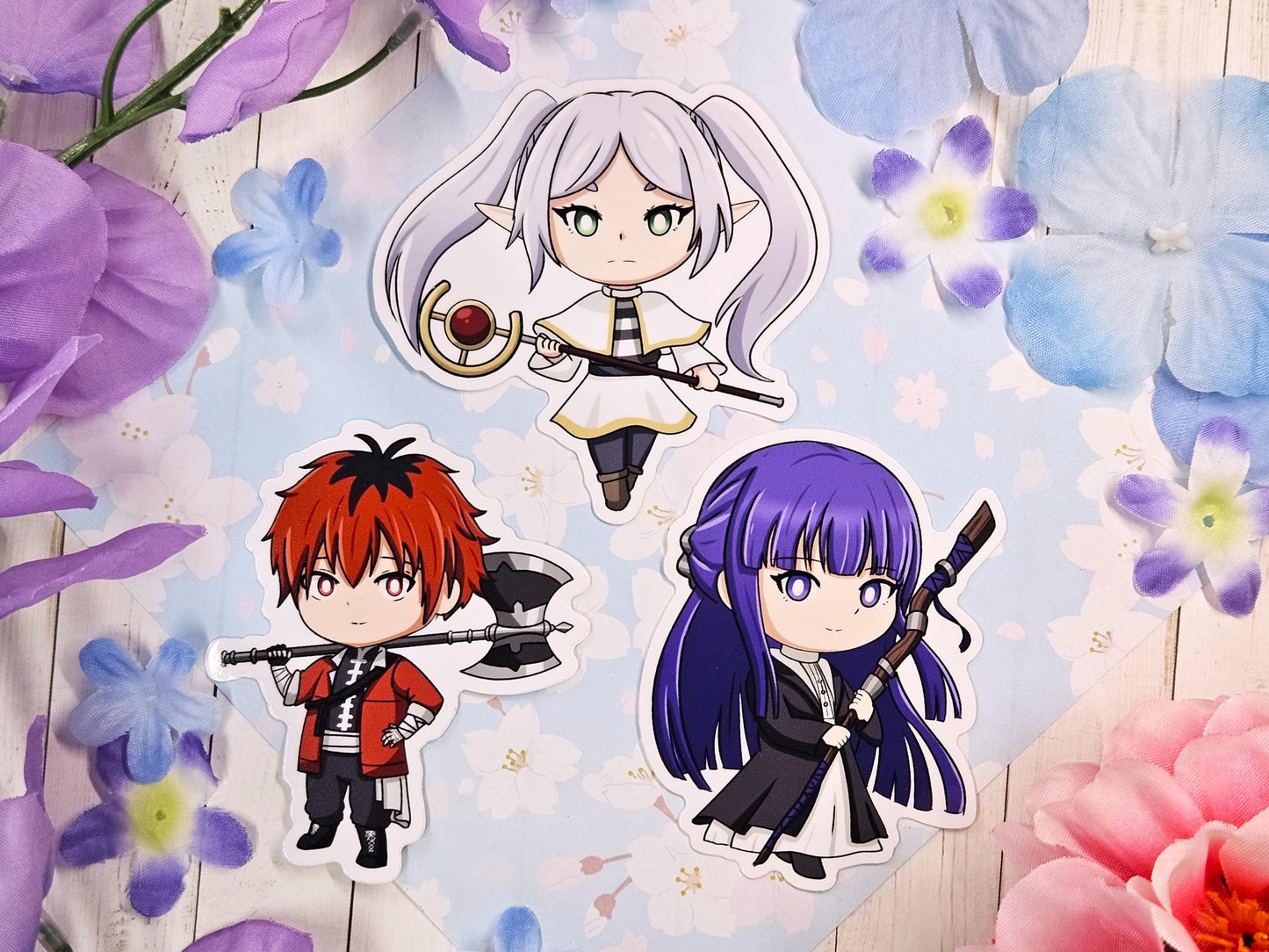 Beyond the journey's end Elf Girl Anime Stickers- Elf, Fern, and Stark