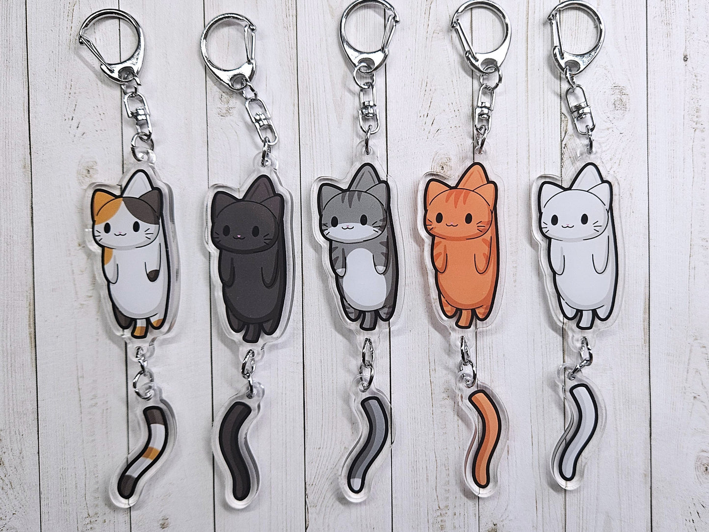 Dangle Cat Acrylic Linked Keychains