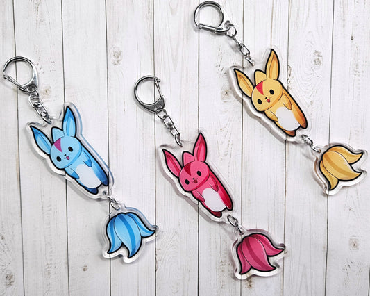 Cute Carbuncle Dangle Tail Acrylic Keychain Charms