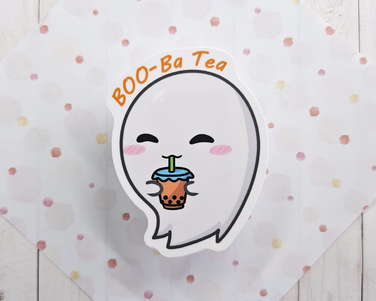 BOO-ba Tea Ghost Laminated Sticker