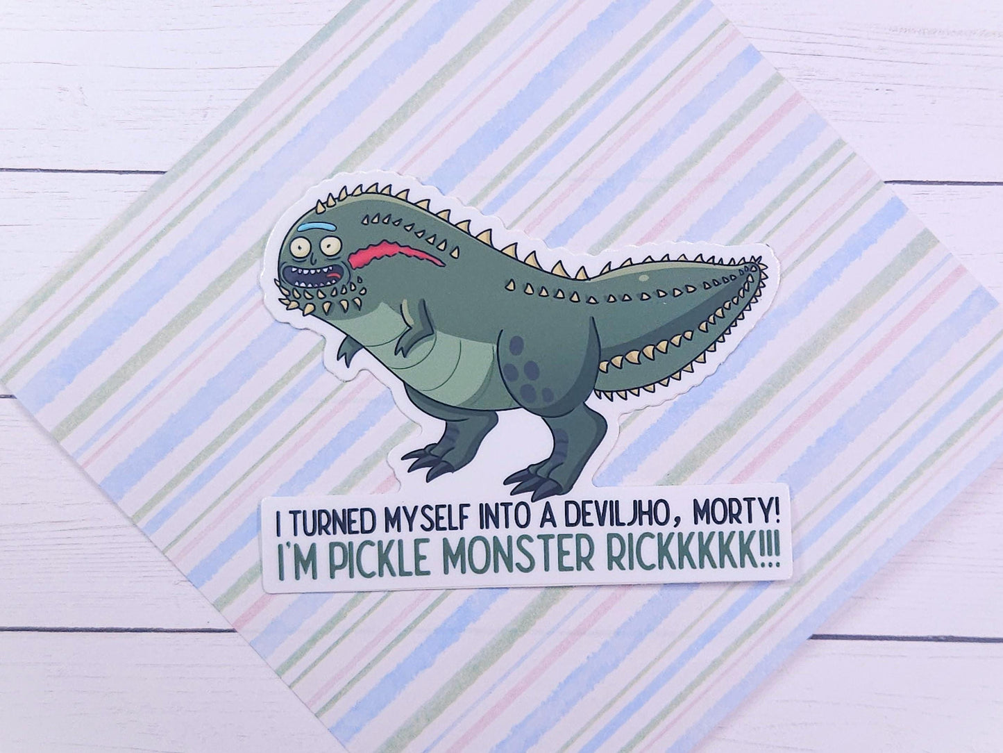Deviljho Pickle Rick Monster Sticker | Weatherproof, Waterproof, & UV Resistant Sticker