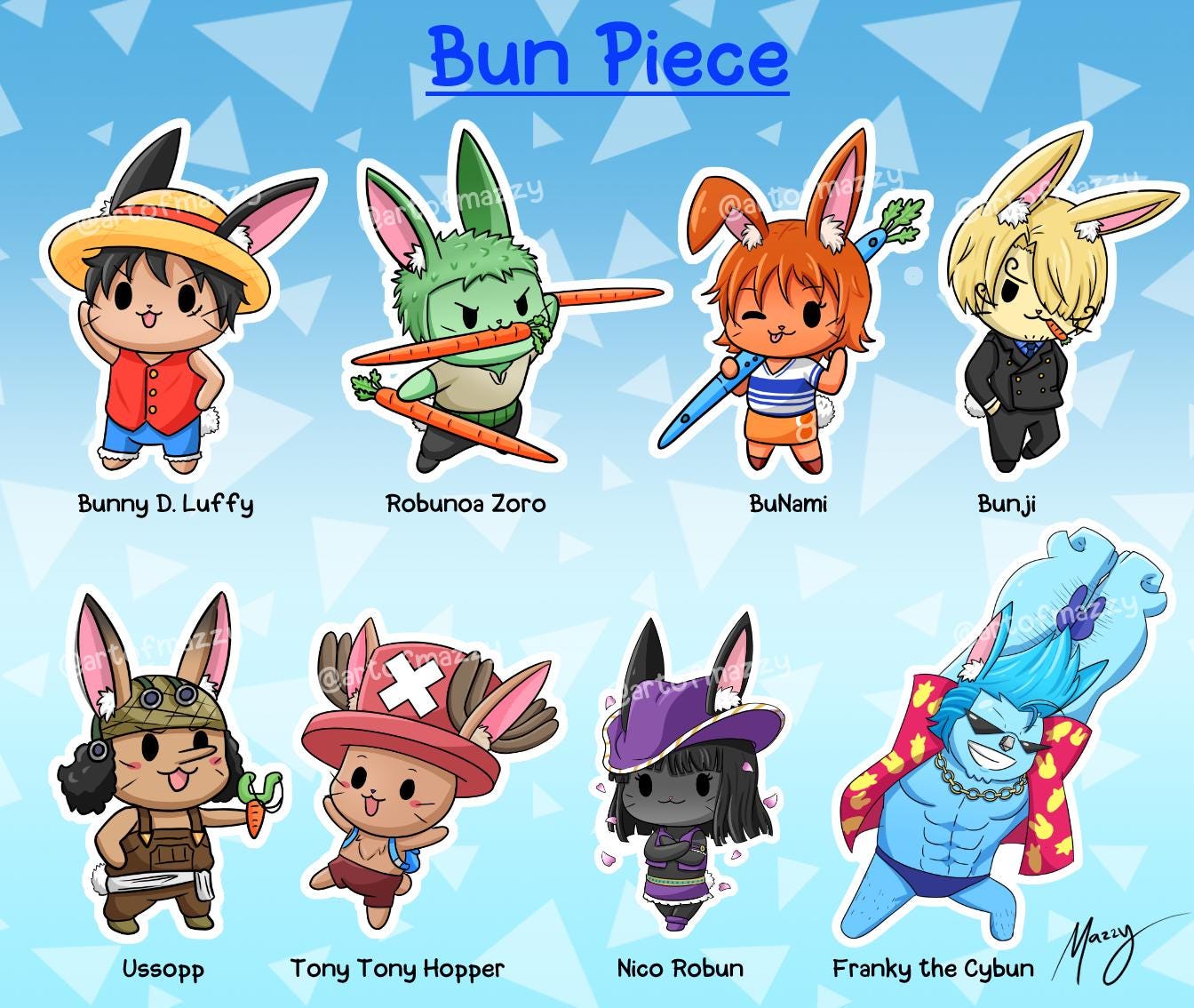 Bun Piece Pun Stickers