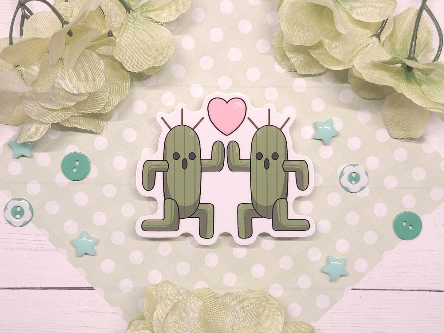 Cactus Pair Cactuar Heart Sticker