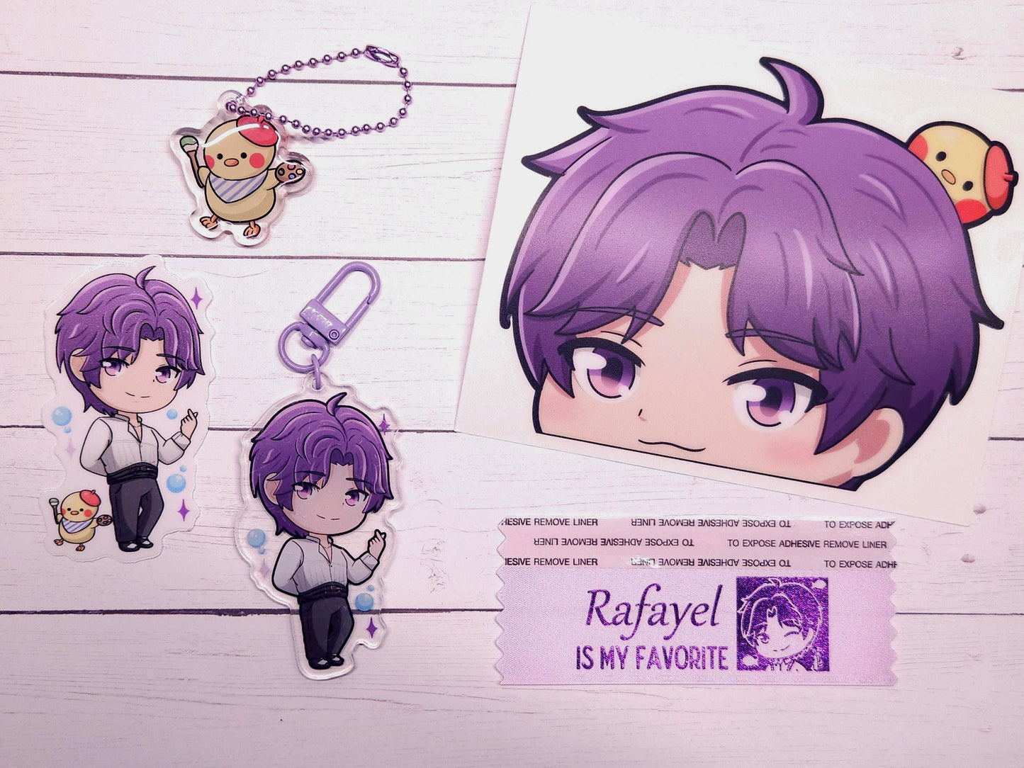LADS Rafayel Merch Bundle | Sticker, Keychain, Mini Charm, Decal + Ribbon