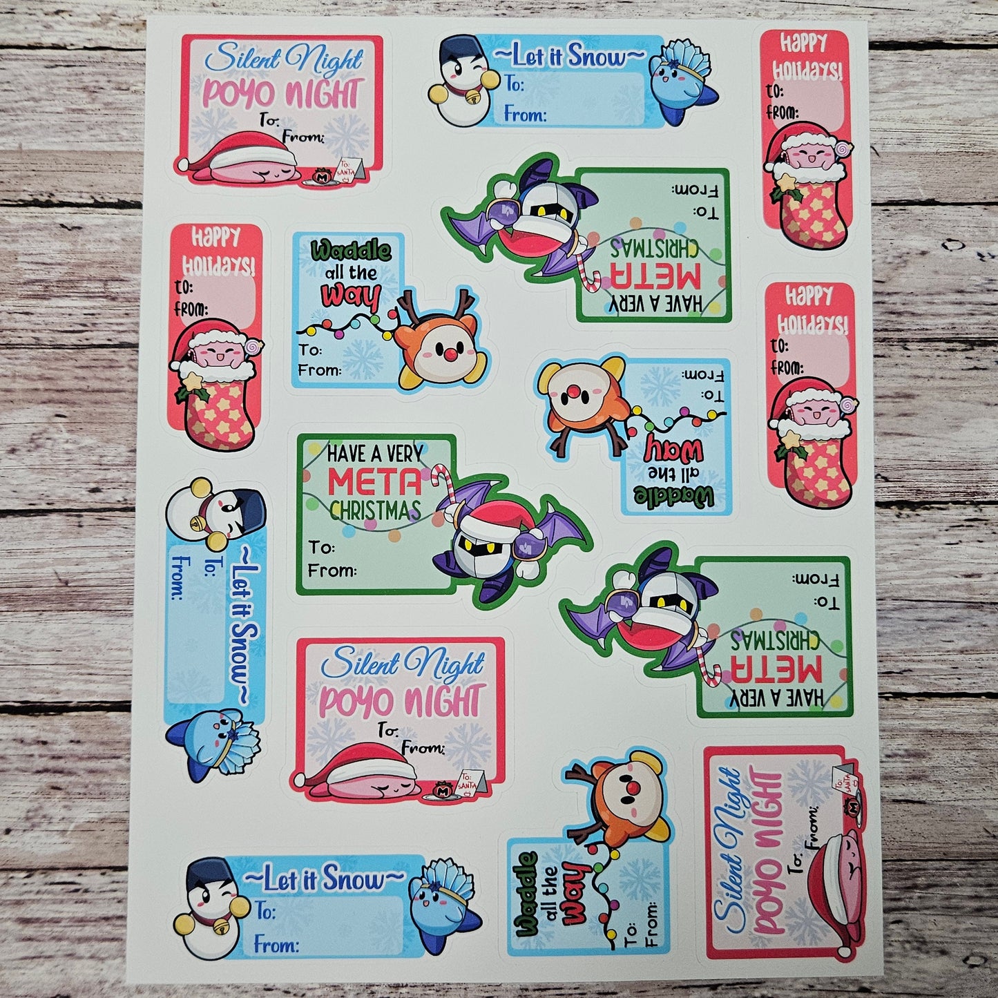 Pink Ball Poyo Dude Christmas Gift Sticker Labels