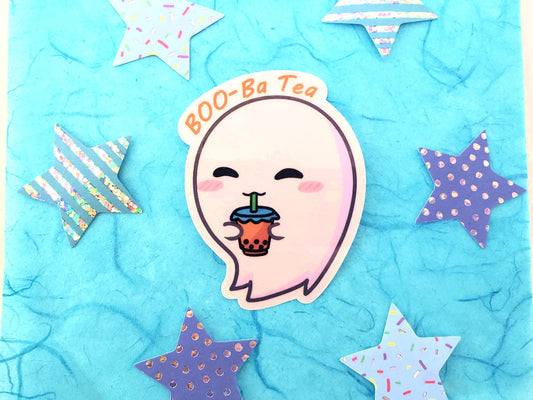 BOO-ba Tea Ghost Laminated Sticker