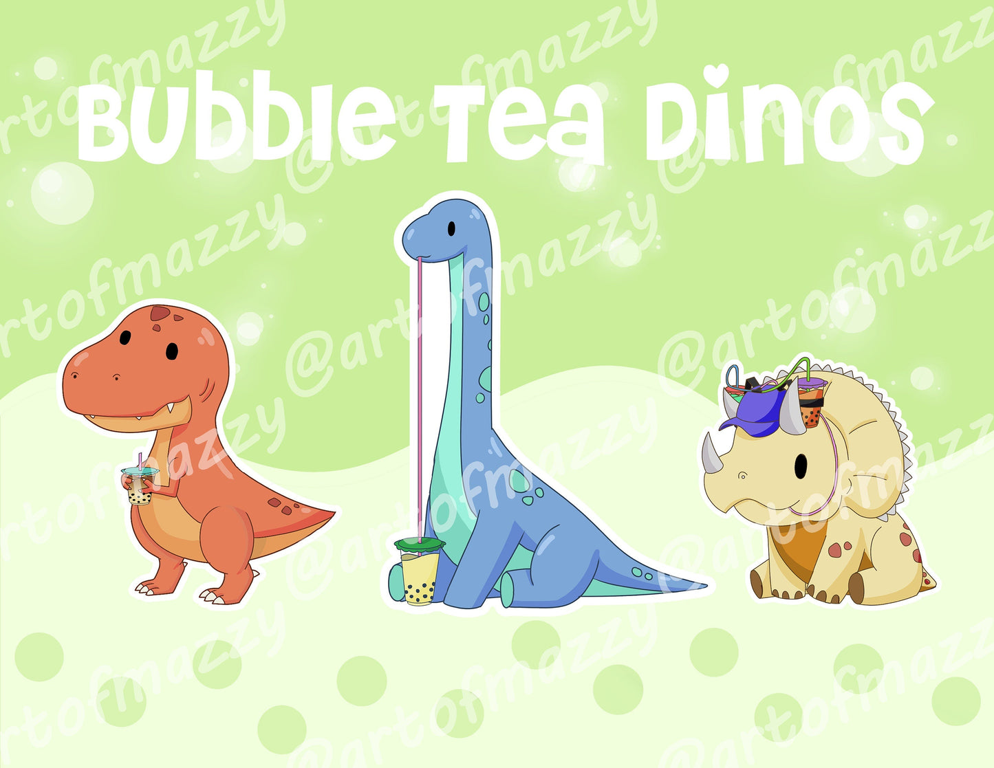 Boba Dino Acrylic Keychains