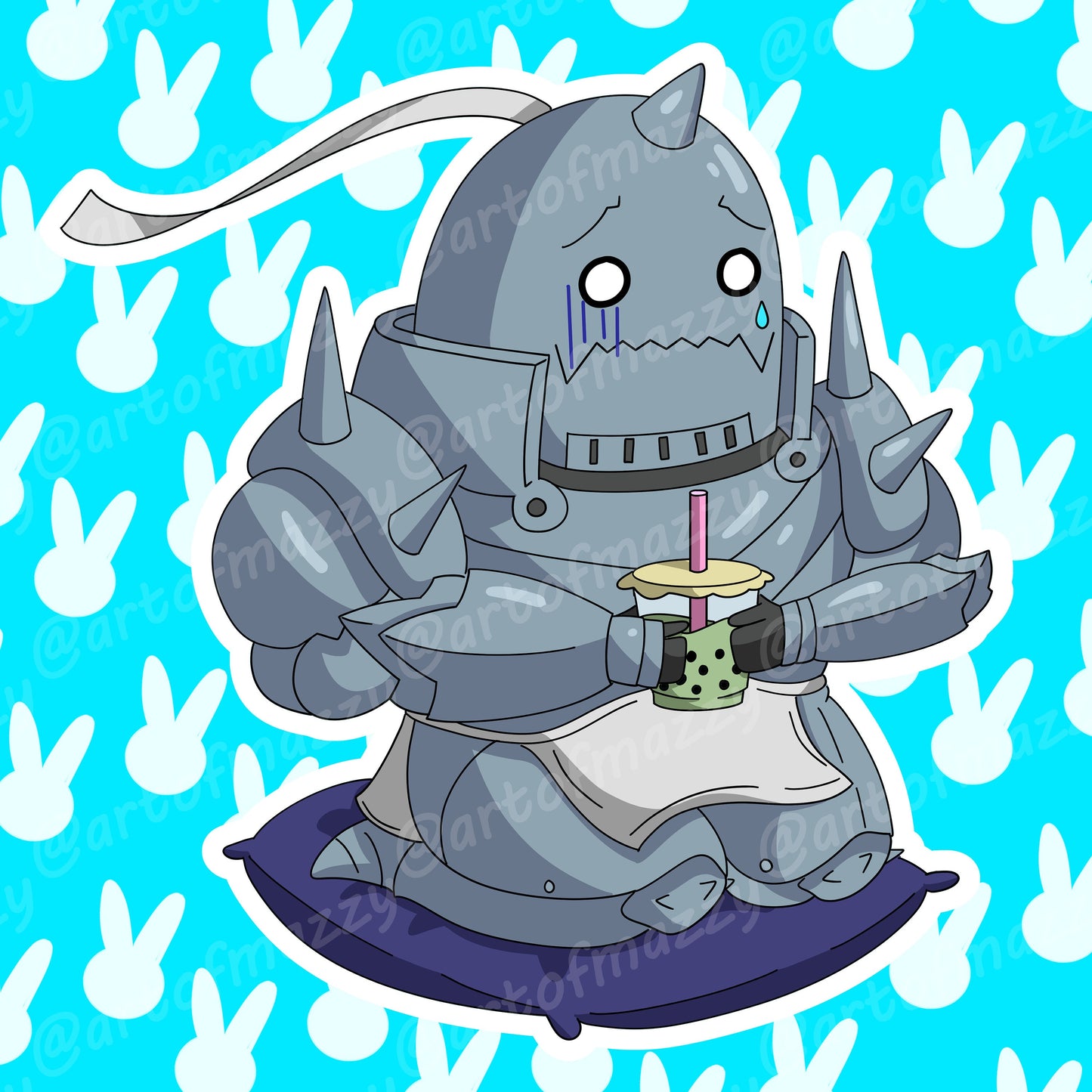 FMA Alphonse Elric with Boba Laminated Sticker