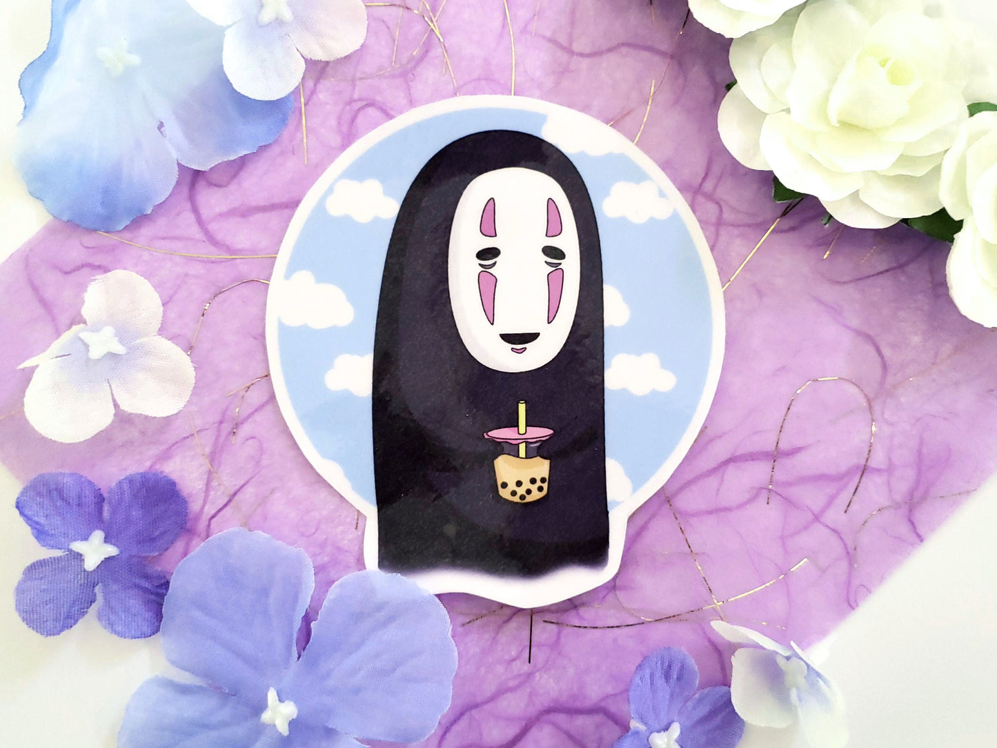 No Face Boba Laminated Sticker